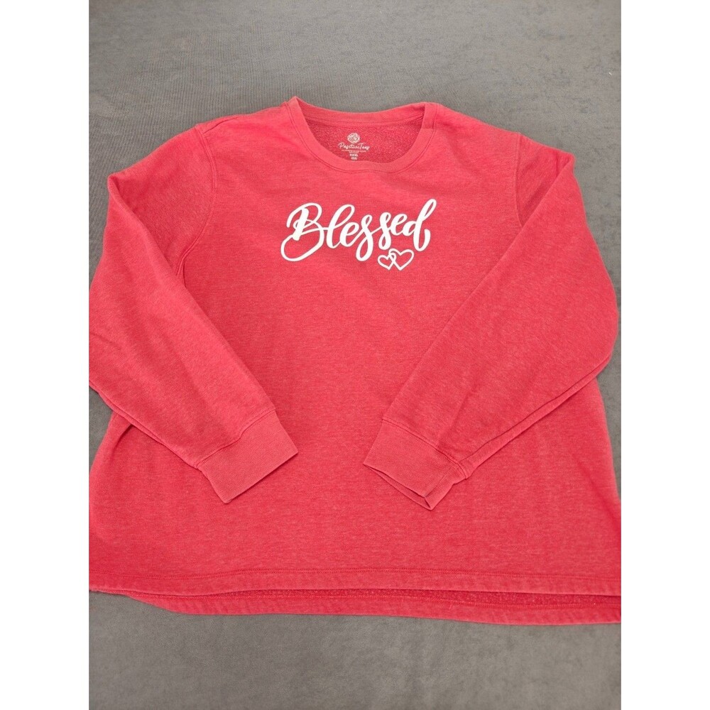 Positive Tees Blessed Hearts Women's XXXL 3X Red Crewneck Sweatshirt